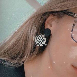 Polymer Clay Black & White Speckled Earrings